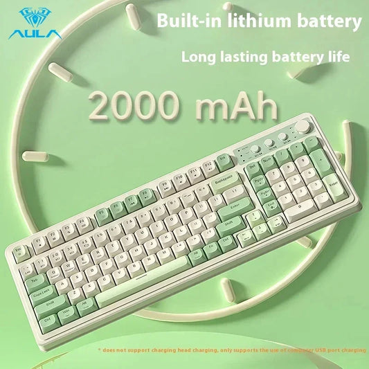 AULA S99 독거미 키보드 Membrane KeyboardWireless Bluetooth Wired Three Mode RGB Gamer Keyboards Office Typing Mute 99 Keys