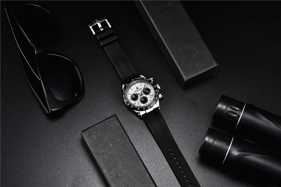 PAGANI DESIGN V2 40MM Relógio masculino de quartzo com mostrador meteorito, safira, cronógrafo retro, impermeável para homem
