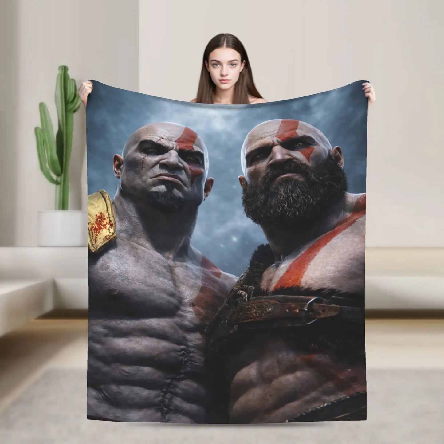 God of War Game Gamers Kratos Blanket  Decorative Flannel Bedding Throws For Couch Chair Sofa Bed Soft Bedspread Gift Idea