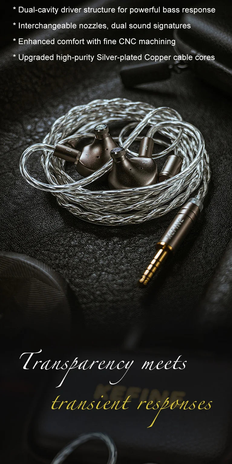 Kefine X ANELEARS Delci AE 10mm HiFi IEM Wired Earphones – DLC+PU Driver Dual Tuning In-Ear Monitors for Music & Gaming