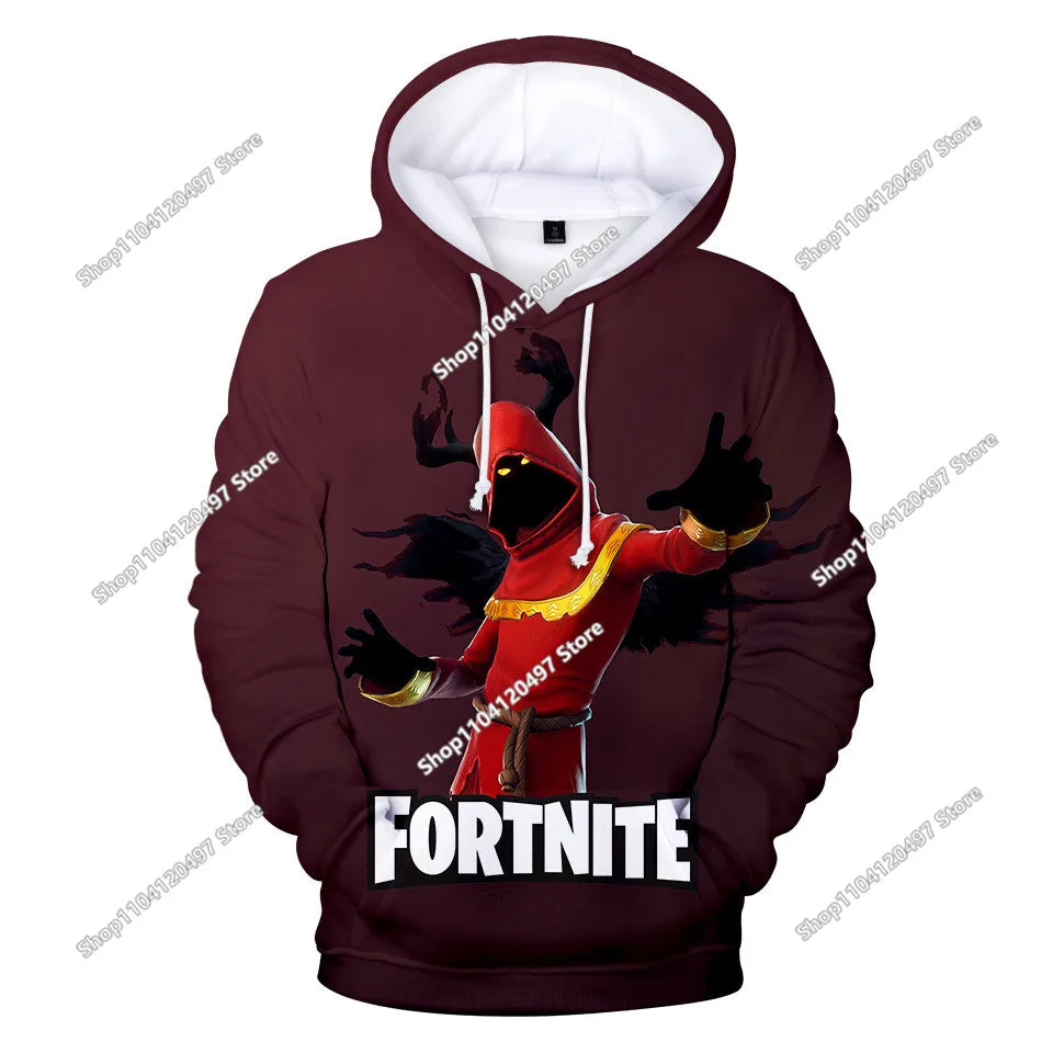 Φούτερ Cosplay Fortnites με κουκούλα, 3D τύπωμα παιχνιδιού, unisex, casual παλτό, anime περιφερειακό kawaii μπουφάν, παιδικά ρούχα, δώρα