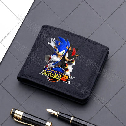 Sonics Mens Purses Men Wallets Cartoon Anime Graphic Print Cute Purse Portable Large Capacity Card Packs Birthday Party Gifts