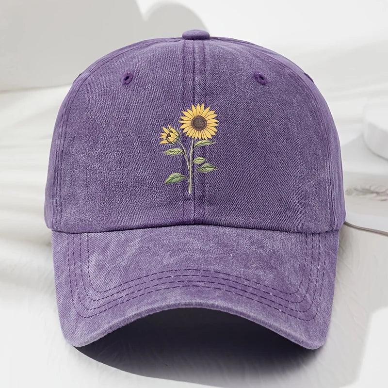 Casquette de baseball « Dad Hat » au motif rétro de tournesols, adaptée aux sports de plein air, à la pêche et au camping, casquette de randonnée