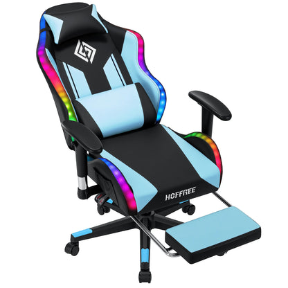 250Lbs Load LED Gaming Chair for Children 8-15Years, Adjustable Gamer Chair with LED Lighting, Footrest & Lumbar Support