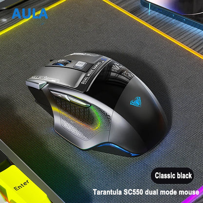 AULA SC550 žaidimų pelė, 2.4G belaidė makro pelė su RGB apšvietimu, ergonomiško dizaino e. sporto pelė, PC priedai
