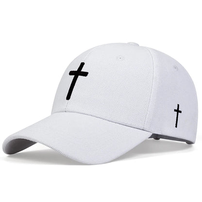 Unisex Cross Embroidery Baseball Caps Outdoor Adjustable Spring and Autumn Casual Sunscreen Hat