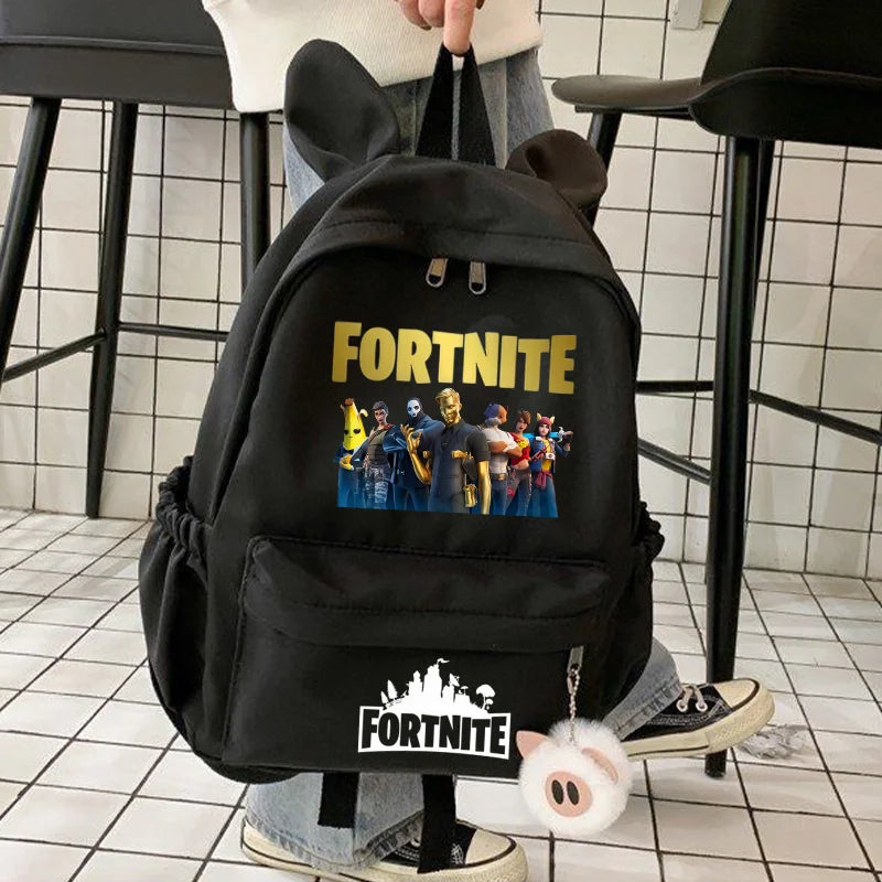 New Fortnite Cartoon Backpack Boy Girl Casual Schoolbag Large Capacity Student Bag Rabbit Ears Travel Backpack Stationary Gift