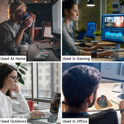 JOMAA langaton pystysuora ladattava trackball-hiiri, ergonominen hiljaisen klikkauksen Rollerball Gaming Mouse Windows-tietokoneelle