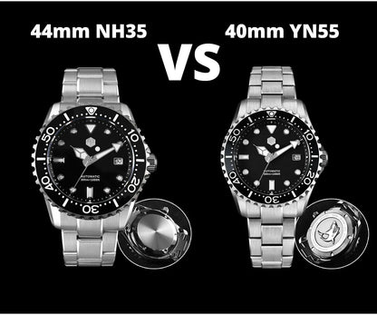 San Martin New 40-44mm Luxury Men's Diver Watch, Classic High Quality NH35 YN55 Automatic Mechanical, Sapphire, BGW-X1, 20Bar