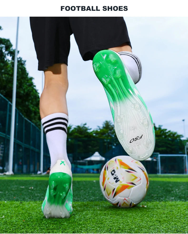 Botas de fútbol para hombre, antideslizantes, para niños, para exterior, zapatillas de fútbol superventas, para partido sobre césped, de alta calidad, con tacos, de caña alta y ligeras