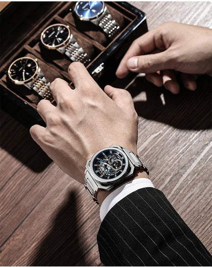 Yelang V1216 Men Watch Luxury Brand Watch 42mm Hollow Dial Japan MIYOTA 8N40 Automatic Movement 100M Waterproof Watch Luminous