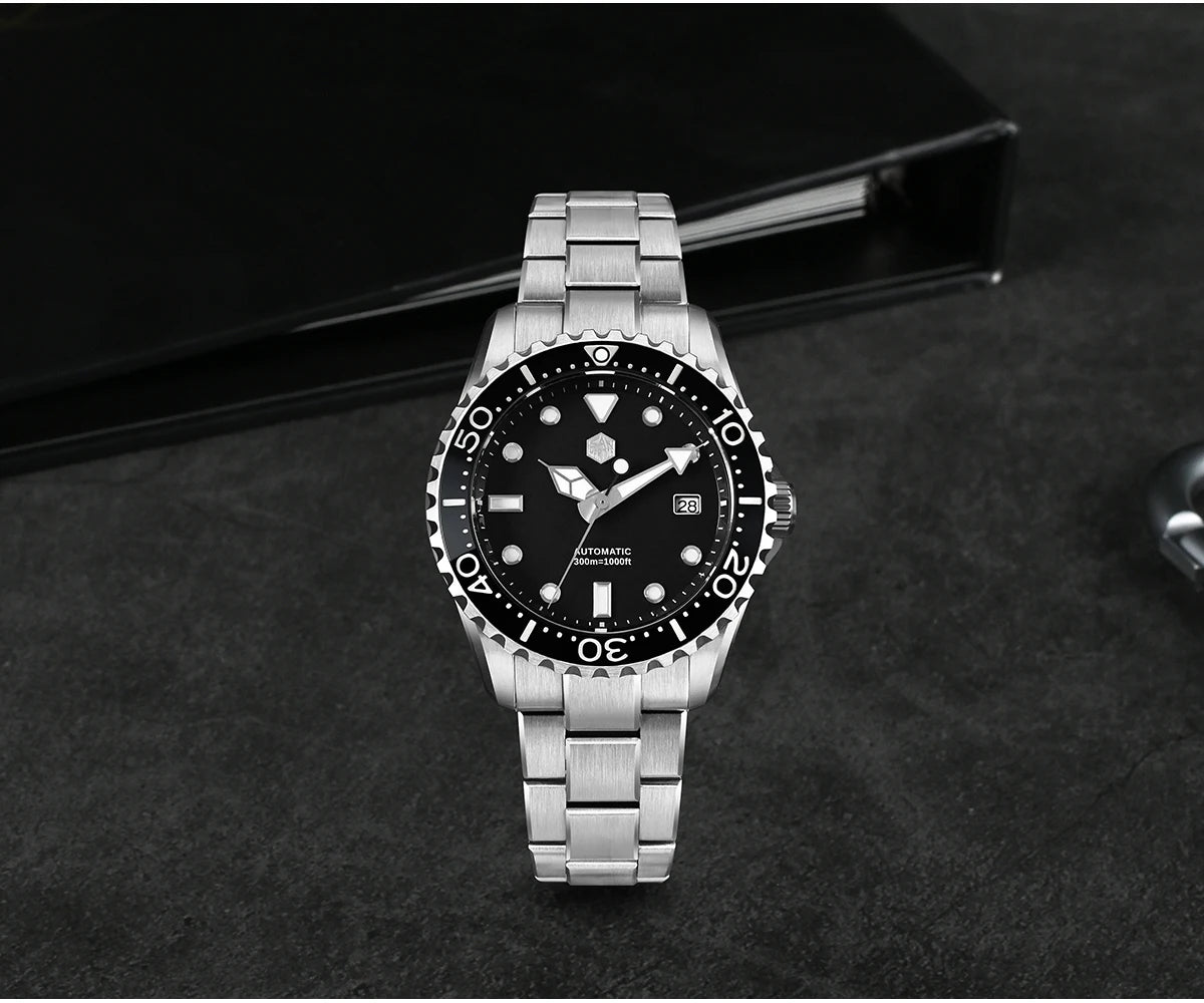 San Martin New 40-44mm Luxury Men's Diver Watch, Classic High Quality NH35 YN55 Automatic Mechanical, Sapphire, BGW-X1, 20Bar