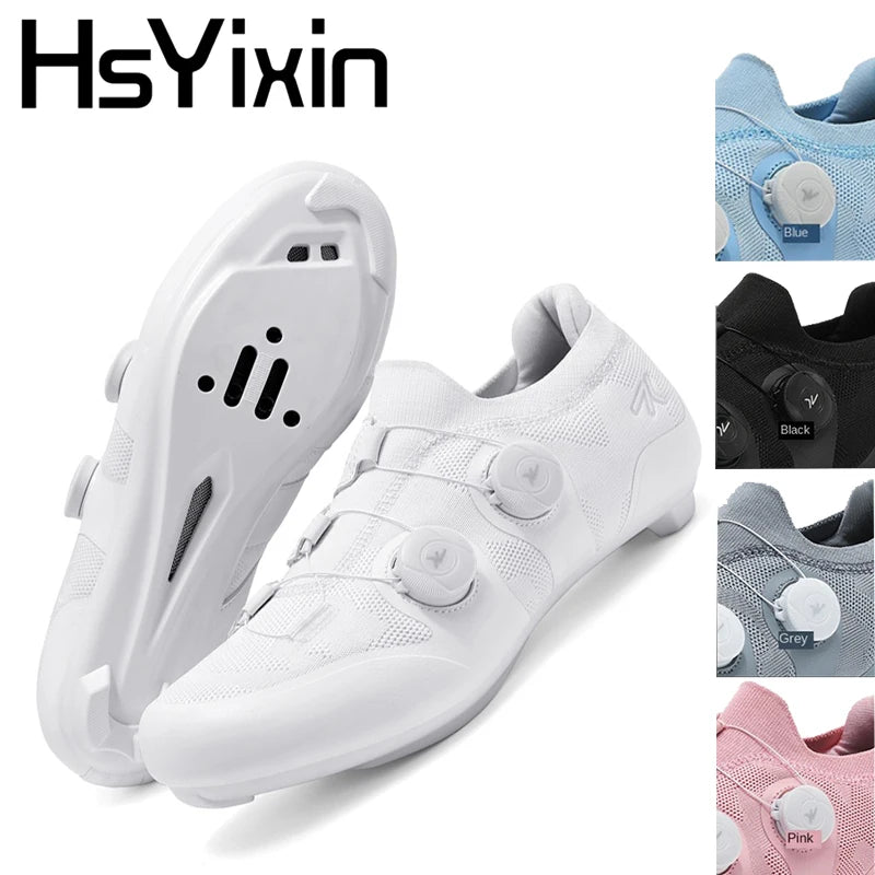 Cyklistické boty na silniční kolo, unisex, HsYixin, prodyšné, se samozamykacím systémem SPD, protiskluzové, závodní boty na silniční kolo, ploché, MTB, cyklistické tenisky