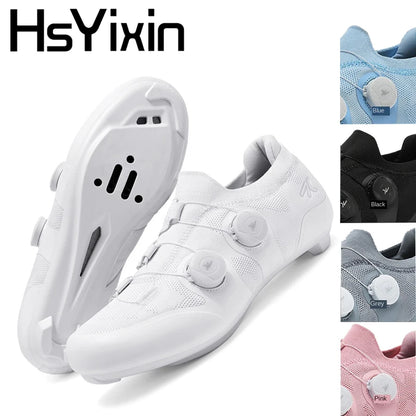 Cyklistické boty na silniční kolo, unisex, HsYixin, prodyšné, se samozamykacím systémem SPD, protiskluzové, závodní boty na silniční kolo, ploché, MTB, cyklistické tenisky