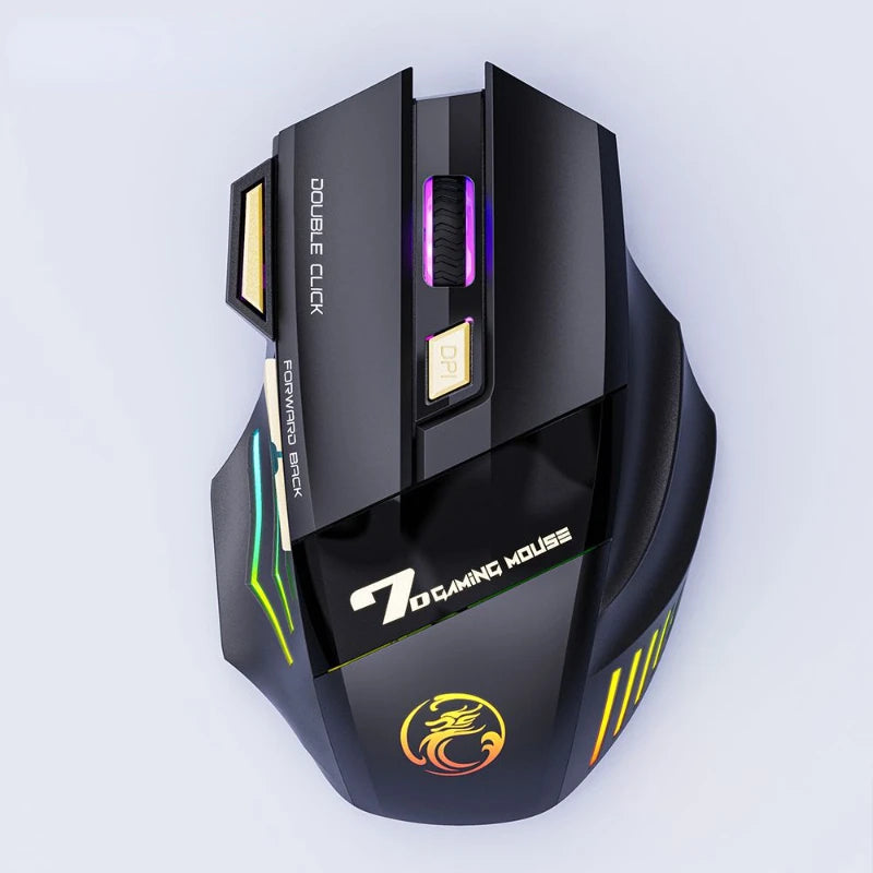 GW 2.4G and Bluetooth Wireless Mouse Silent Rechargeable Breathing Light 7 Keys DPI Adjustable Optical Sensor Mouse Game Office