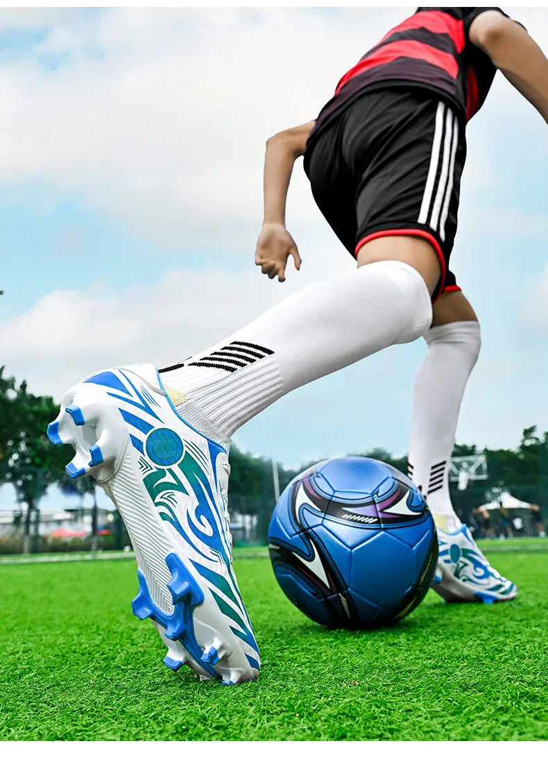 Scarpe da calcio originali da uomo, scarpe da allenamento, scarpe da calcio per bambini antiscivolo da esterno con tacchetti lunghi, scarpe da futsal da uomo, taglie 32-45