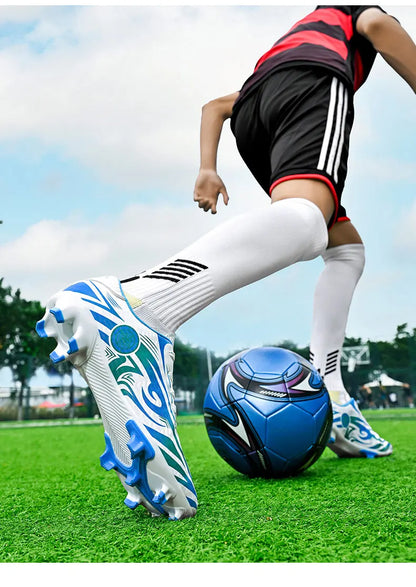 Scarpe da calcio originali da uomo, scarpe da allenamento, scarpe da calcio per bambini antiscivolo da esterno con tacchetti lunghi, scarpe da futsal da uomo, taglie 32-45