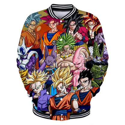 Dragon Ball Goku Kanji Symbol Men Zipper Hoodie Cartoon Japan Anime Women Sweatshirt 2025 New Fashion Children Jackets Coat, Produit gaming premium Fraquane