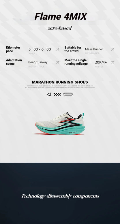 361 Degrees Flame 4.0 MIX Herren-Laufschuhe mit Carbonplatte, für Wettkämpfe und Marathon, stabiler Rückprall, verschleißfest, Herren-Sneaker 672512204
