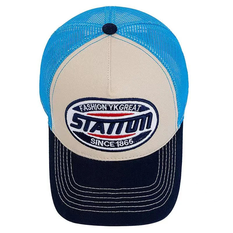 New Style Unisex Baseball Cap Classic STATION Letter Pattern Mesh Cap Men and Women Breathable Streetwear Summer Trucker Hat
