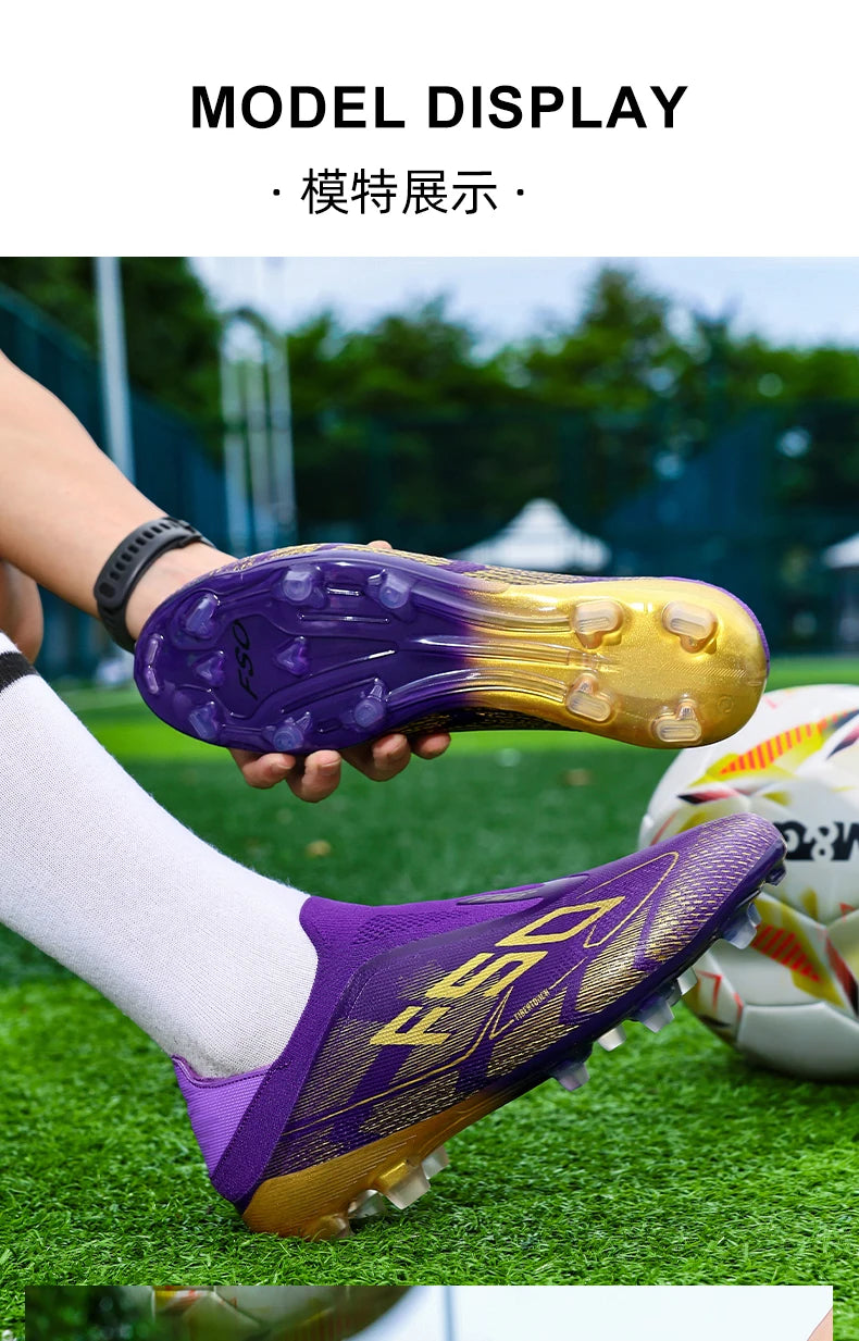 Botas de fútbol para hombre, antideslizantes, para niños, para exterior, zapatillas de fútbol superventas, para partido sobre césped, de alta calidad, con tacos, de caña alta y ligeras