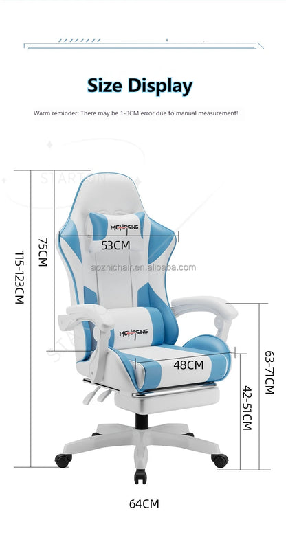 Cadeira Gaming Ergonómica de Design Moderno Giratória para Escritório e Casa, Cadeira E-sport com Rodas, Estilo Rotativo, para Computador