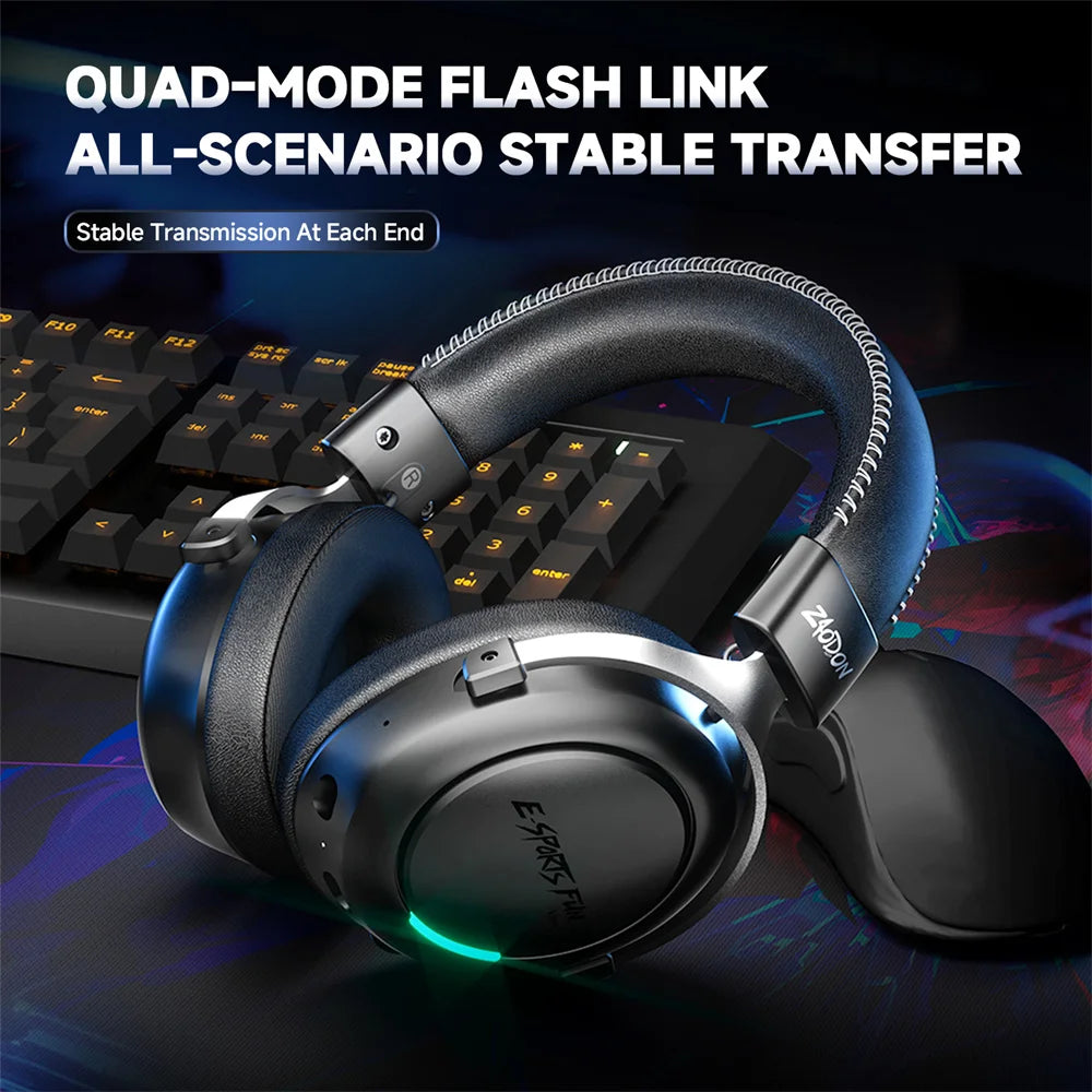 HaaYot Professional Wireless Gaming Bluetooth 6.0 Headset, 7.1 Virtual Surround Sound, Low Latency 15ms for PC, PS5, Mobile, Switch