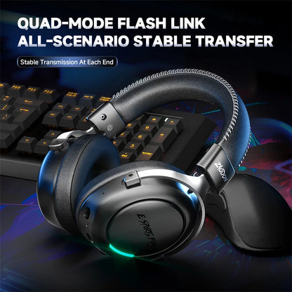 HaaYot Professional Wireless Gaming Bluetooth 6.0 Headset, 7.1 Virtual Surround Sound, Low Latency 15ms for PC, PS5, Mobile, Switch