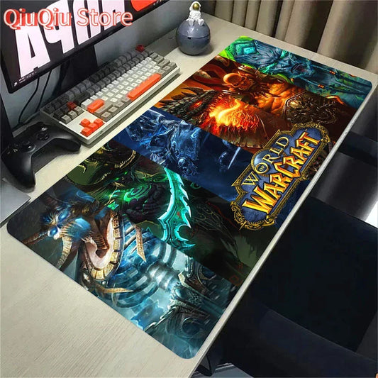 Naturalna podkładka pod mysz Horde Alliance, gumowa, duża mata na biurko pod komputer i klawiaturę, HD World Of Warcraft, gamingowa podkładka pod mysz z szybką powierzchnią i obszytymi krawędziami