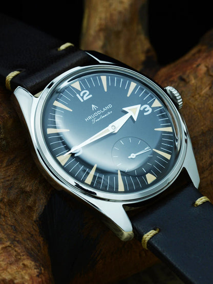 Hruodland F033 Retro Classi Quarrz Men's Watches VD78 Movement Stainless Steel Black Brown Leather Strap Wristwatches