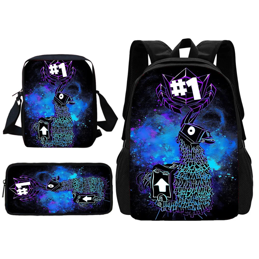 New Game Fortnite Child School Backpack with Shoulder Bag and Pencil Bags, School Bags for Boys and Girls, Best Gift