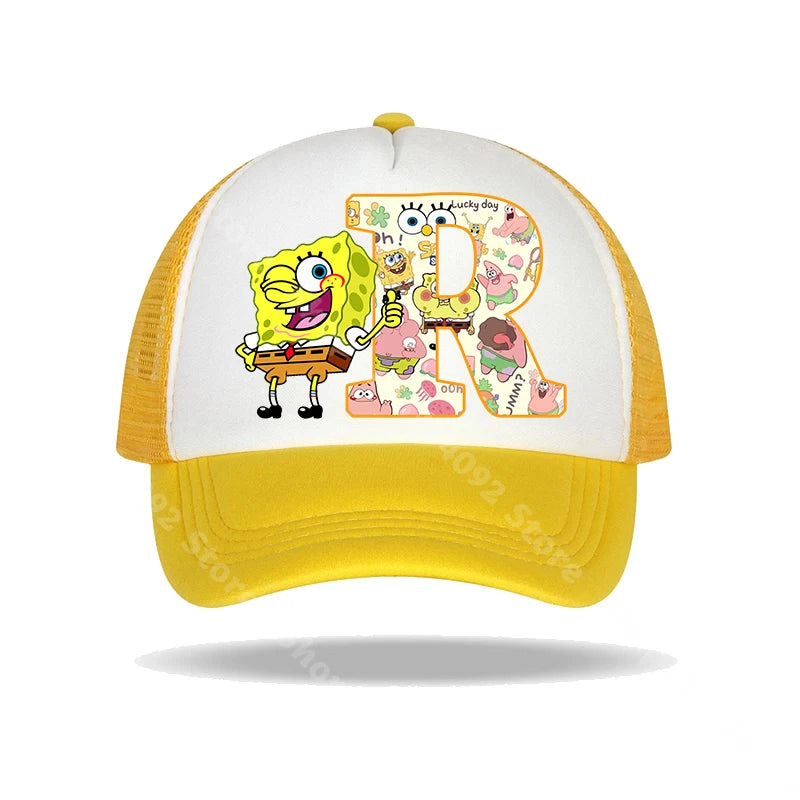 Casquette de baseball Bob l'éponge pour enfants et adultes, imprimé lettres, chapeaux de soleil, anime, dessin animé, casquettes à visière réglable, chapeau décontracté d'été, nouveauté
