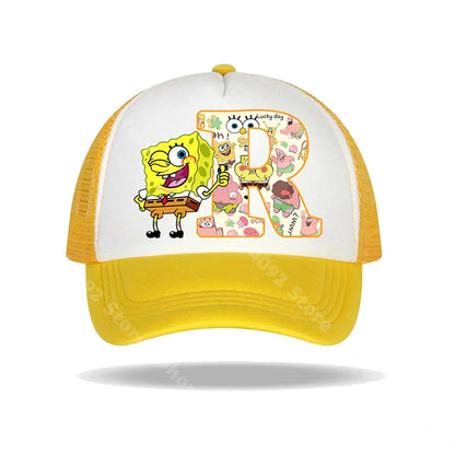 Casquette de baseball Bob l'éponge pour enfants et adultes, imprimé lettres, chapeaux de soleil, anime, dessin animé, casquettes à visière réglable, chapeau décontracté d'été, nouveauté