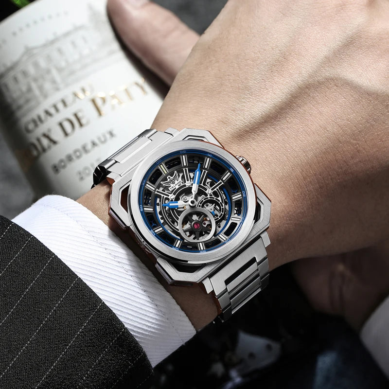 Yelang V1216 Men Watch Luxury Brand Watch 42mm Hollow Dial Japan MIYOTA 8N40 Automatic Movement 100M Waterproof Watch Luminous