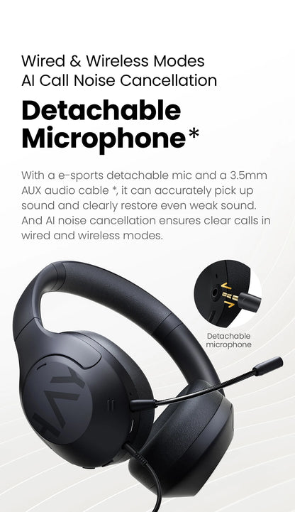 HAYLOU S30 Wireless Bluetooth 5.4 Headphones – 43dB Adaptive Noise Cancelling ANC Headset, 40mm Drivers, 80H Playtime, Hi-Res Audio Over-Ear Headphones