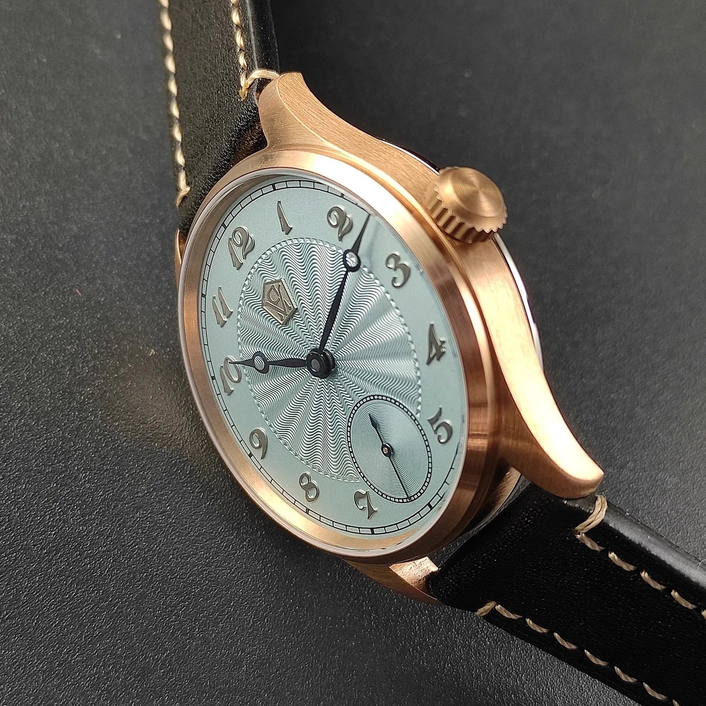 40.5 Men's Manual Mechanical Watch Tin Bronze Guilloché Surface Three-Dimensional Silver Nail Roasted Blue Needle Seagull ST3621