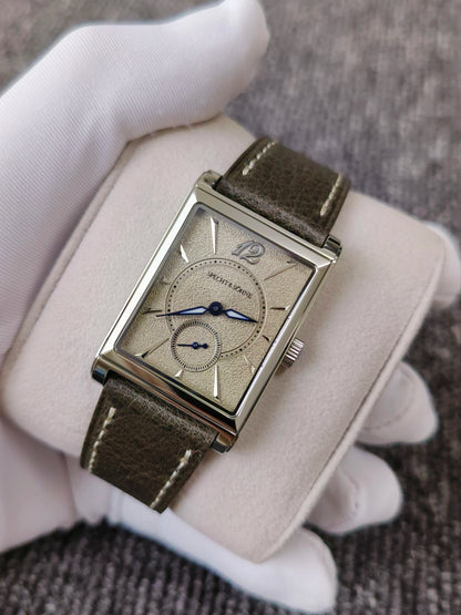 2026 Specht&Söhne Ultra Thin 7.5mm Rectangular Watch Japan Quartz Movement Small Seconds Sandblasted Dial Grey Leather Strap Watch