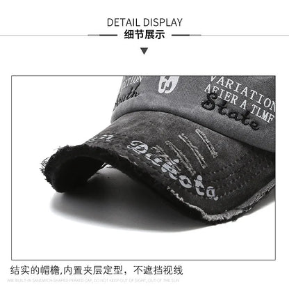 Casquette de baseball vintage « Letter Bull » délavée avec broderie, casquette de soleil rétro pour hommes et femmes, casquette à visière décontractée style hip-hop