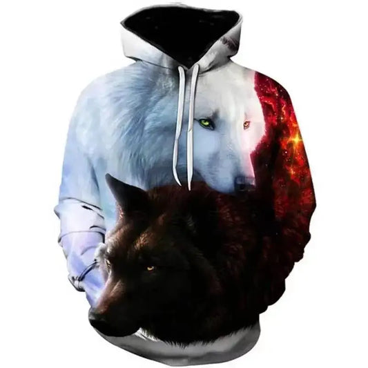 2023 Autumn Fashion New  Lover Wolf Men's Hoodie 3D Pattern Loose Fall Sweatshirt Street Funny Brand