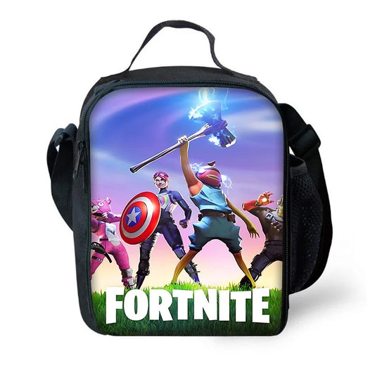 Isolierte Lunchbox für Kinder, großes Fassungsvermögen, Hot-Game-F-FortniteS-Tasche für Jungen, Mädchen und Schüler, für Outdoor-Picknick, wiederverwendbare Thermo-Kühltasche