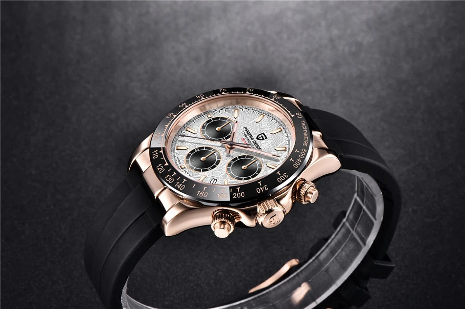 PAGANI DESIGN V2 40MM Relógio masculino de quartzo com mostrador meteorito, safira, cronógrafo retro, impermeável para homem