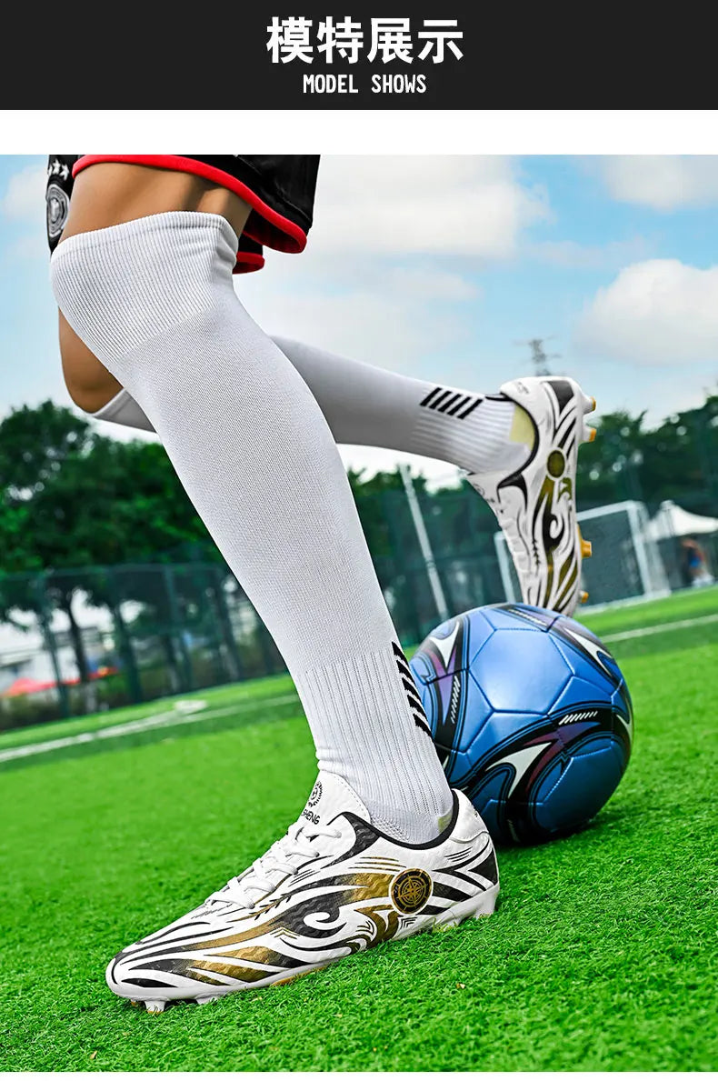 Scarpe da calcio originali da uomo, scarpe da allenamento, scarpe da calcio per bambini antiscivolo da esterno con tacchetti lunghi, scarpe da futsal da uomo, taglie 32-45
