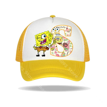 Casquette de baseball Bob l'éponge pour enfants et adultes, imprimé lettres, chapeaux de soleil, anime, dessin animé, casquettes à visière réglable, chapeau décontracté d'été, nouveauté