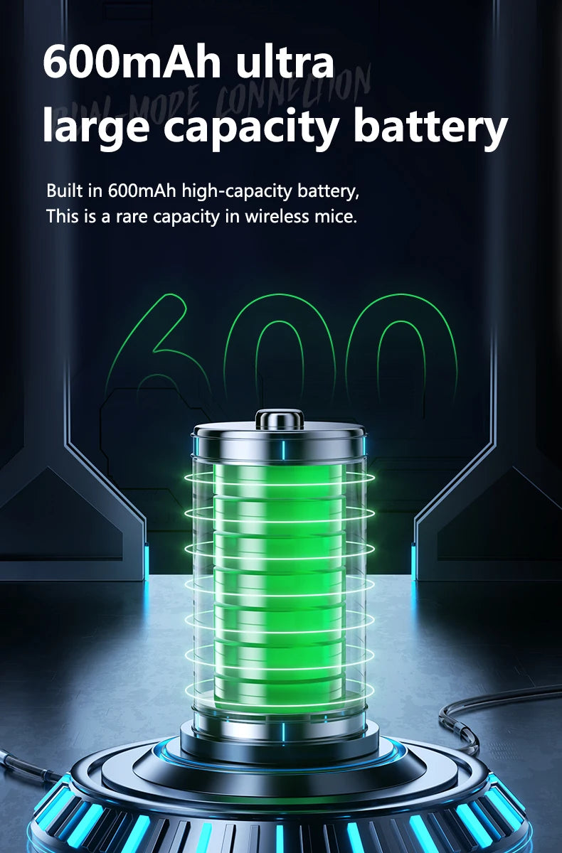 Warvank SX01 trådløs gamingmus med smart skærm, 6-trins DPI-justering, 600mAh genopladelig, lydløs kontor-Bluetooth-mus