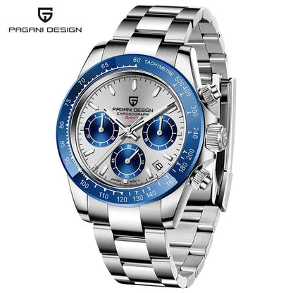 PAGANI DESIGN V2 40MM Relógio masculino de quartzo com mostrador meteorito, safira, cronógrafo retro, impermeável para homem