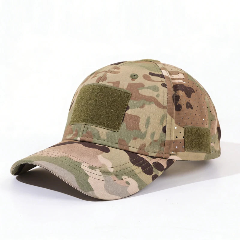 Casquette de baseball fonctionnelle de camouflage pour l'extérieur 1PC ! Tissu à séchage rapide + autocollant à personnaliser : un incontournable pour les adeptes de la mode tactique.