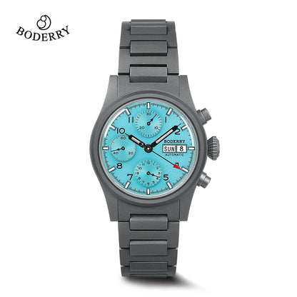 Boderry Chronograph Watch LANDMASTER Titanium Automatic mechanical Field Watches Outdoor Sport Waterproof Dive Wristwatch Men