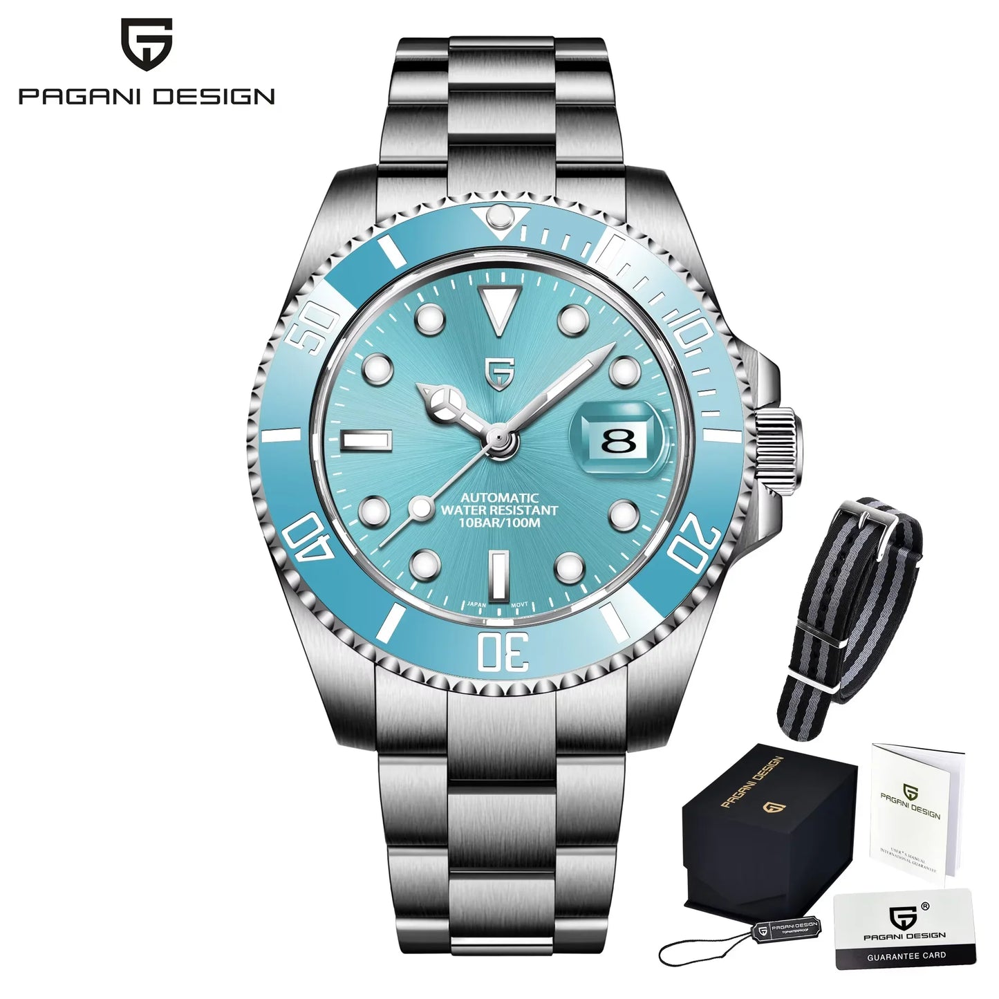 PAGANI DESIGN Men Automatic Mechanical Watch PD1661 8215 Dive Stainless Steel Waterproof Clock Sapphire Reloj Hombre