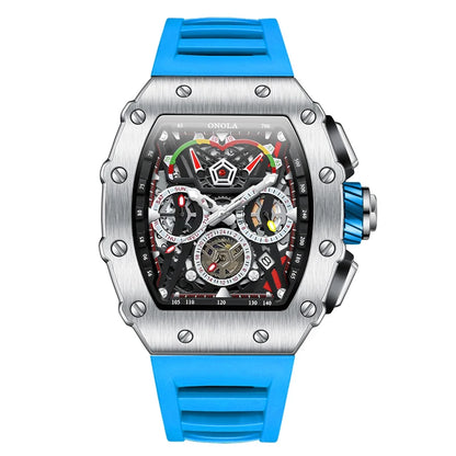 ONOLA Luxury Men Mechanical Watch with Hollow Out Luminous Automatic Watch 3Bar Waterproof Reloj Hombre