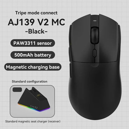 Langaton pelihiiri AJAZZ AJ139 V2 MC/AJ139 PRO, PAW3311/PAW3395-sensori, 12000DPI/26000DPI, 500mAh, Bluetooth-hiiri PC:lle